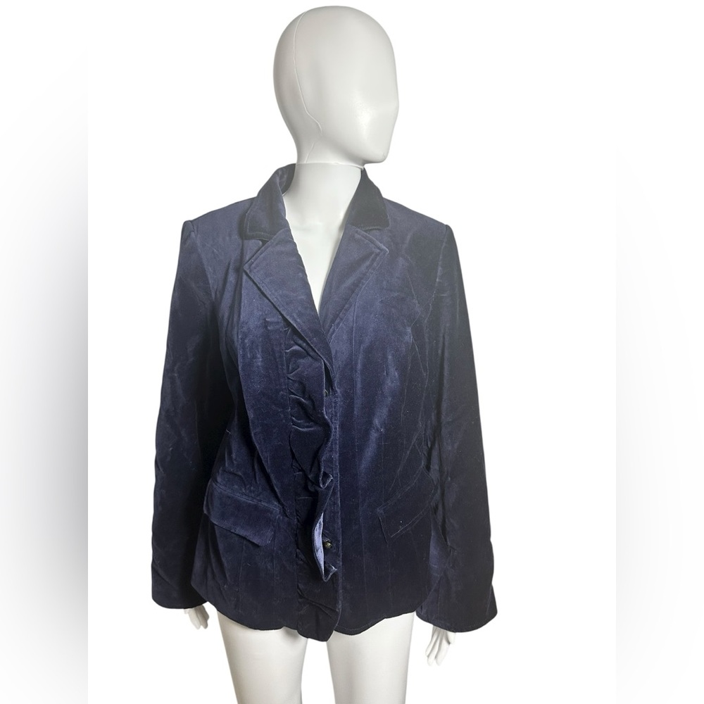 Lane Bryant Navy Blue Velvet Blazer Jacket Silver Button New 16 - Picture 1 of 9
